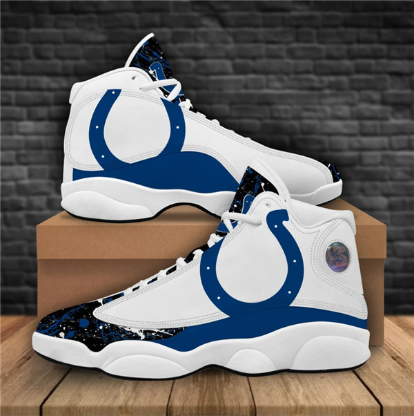 Women's Indianapolis Colts AJ13 Series High Top Leather Sneakers 002 - Click Image to Close